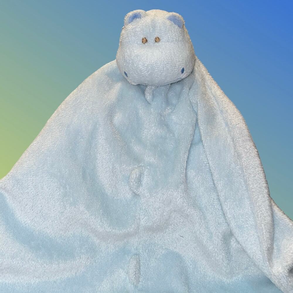 Angel Dear Blue Hippo Baby Lovey Security Blanket Soft Plush Blankie Nursery